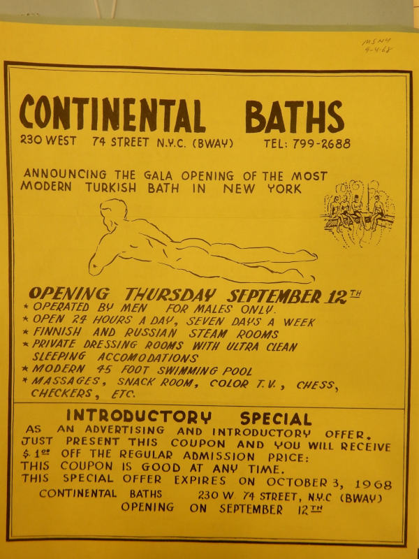 1 Continental Baths Opening September 1968. MSNYjpeg