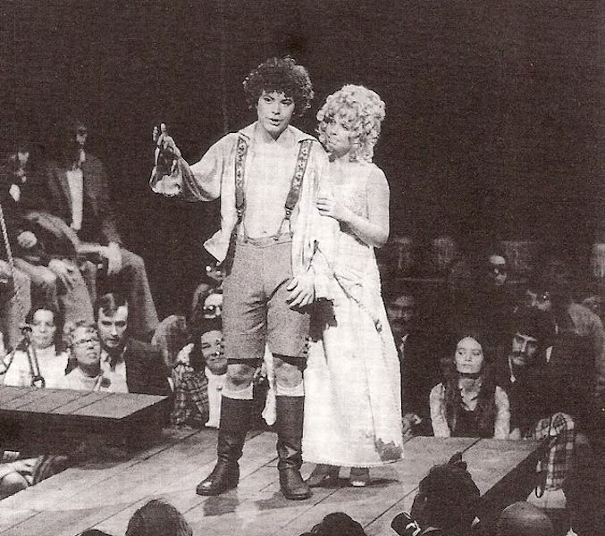 Mark Baker and Maureen Brennan in Candide, 1974. Source broadwayworld.com.