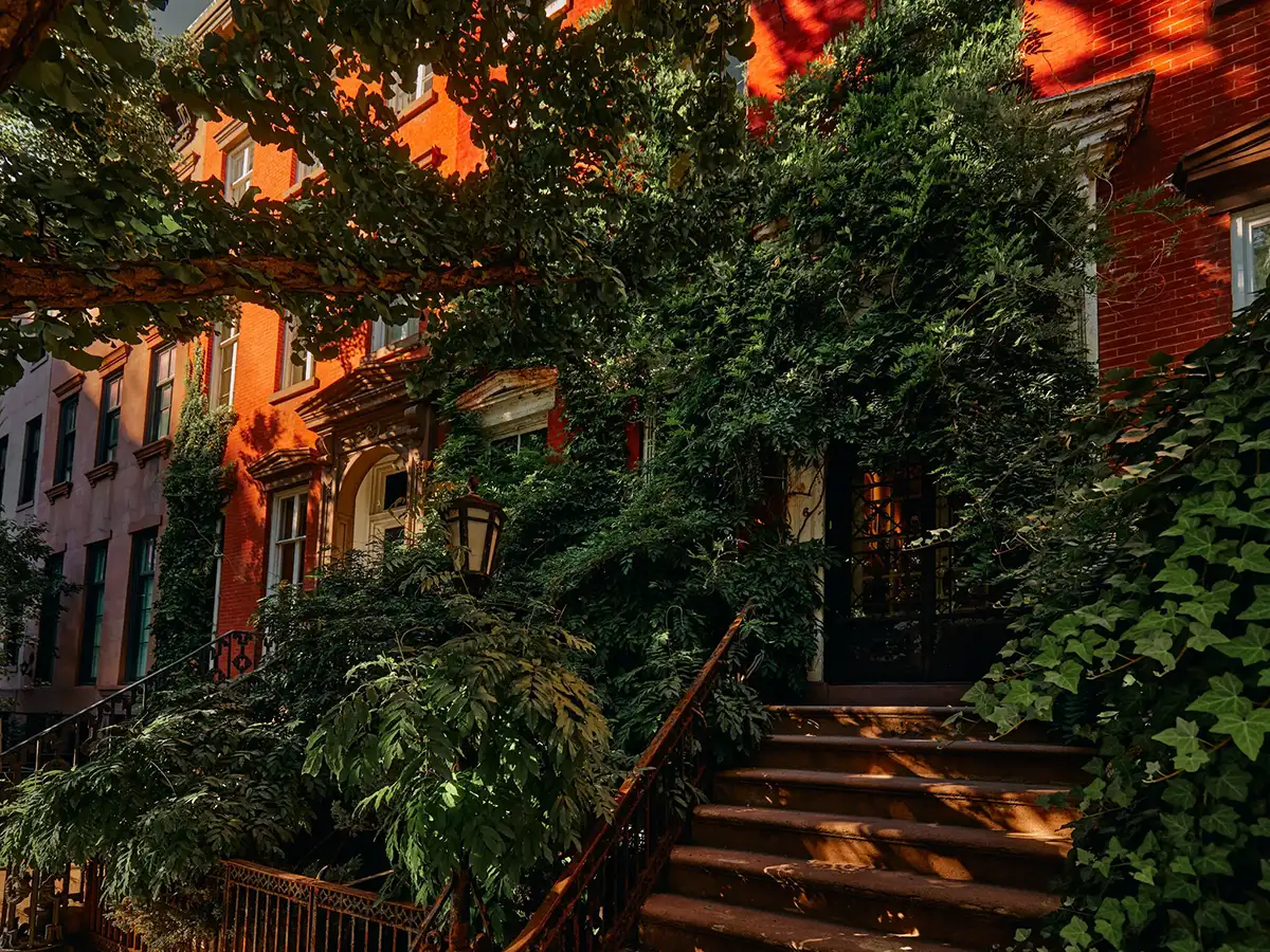 A row of brownstones on St. Luke’s Place