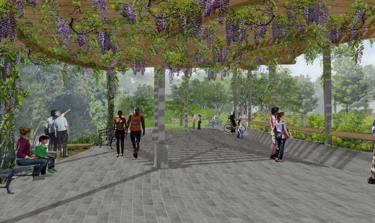 A rendering of the proposed arbor. 