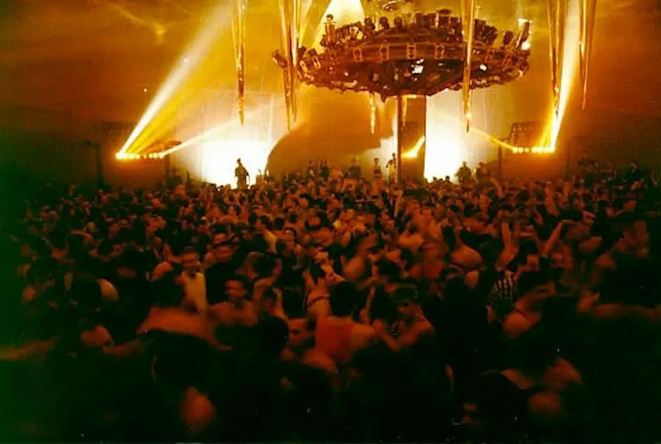 Under the dome on the dance floor of The Saint (105 Second Avenue), 1988. Credit: The Saint Foundation.